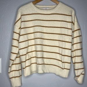 Sage beige + tan striped sweater